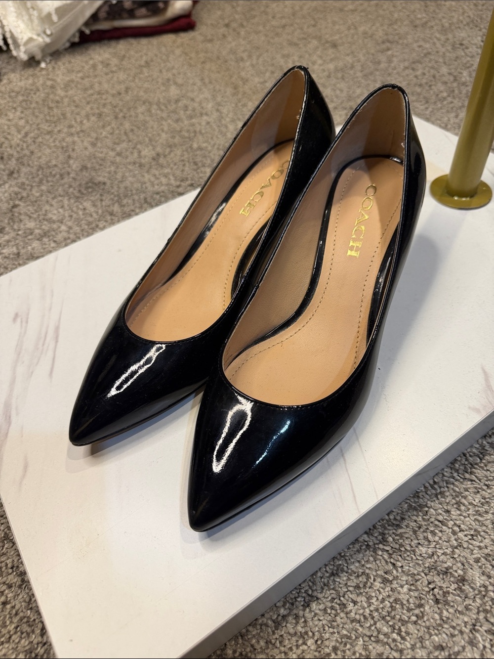 Coach Black Patent Pointed Toe Pumps
